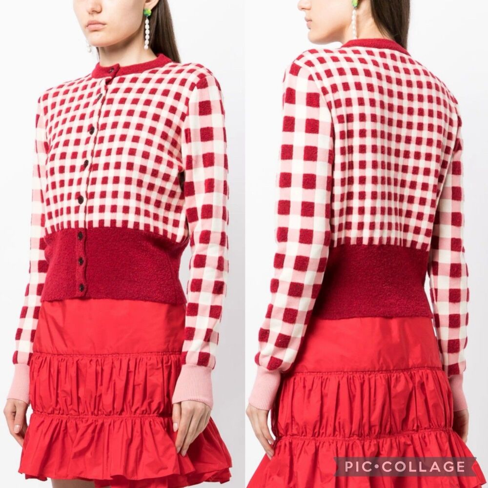 Molly Goddard Red And White Checkered Cardigan - image 1